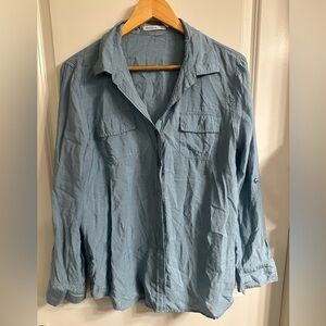 L Van Heusen Studio button up blue shirt